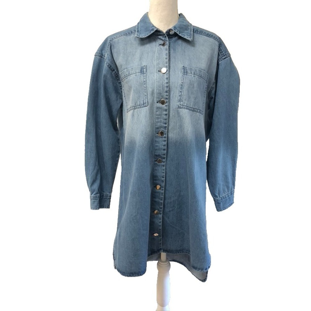 Porridge Anthropologie Denim Shirt Dress Womens Medium Blue Button Up Casual
